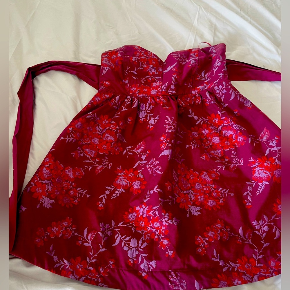 Free People Magenta Floral Mini Dress with Red and Pink Accents